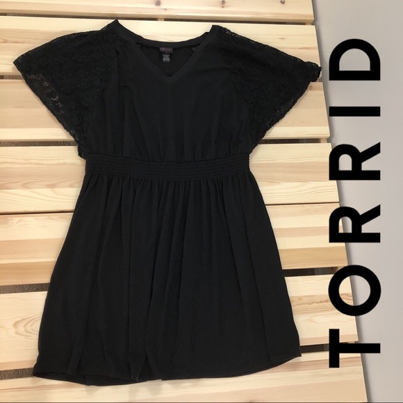 torrid Dresses & Skirts - Torrid Jersey & Lace Black Dress Tunic Top Sexy
